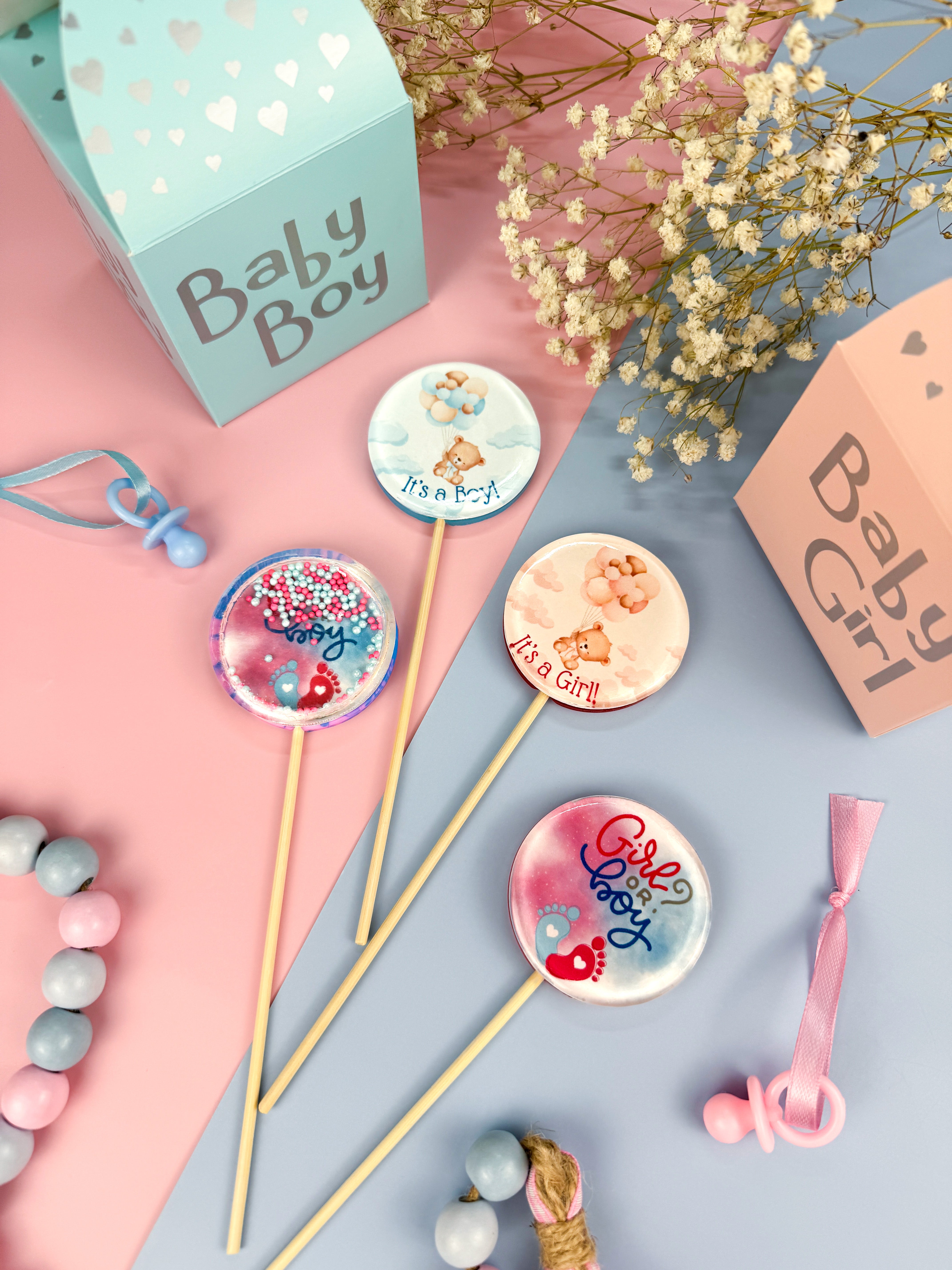 Lollipop boy or girl with a picture inside