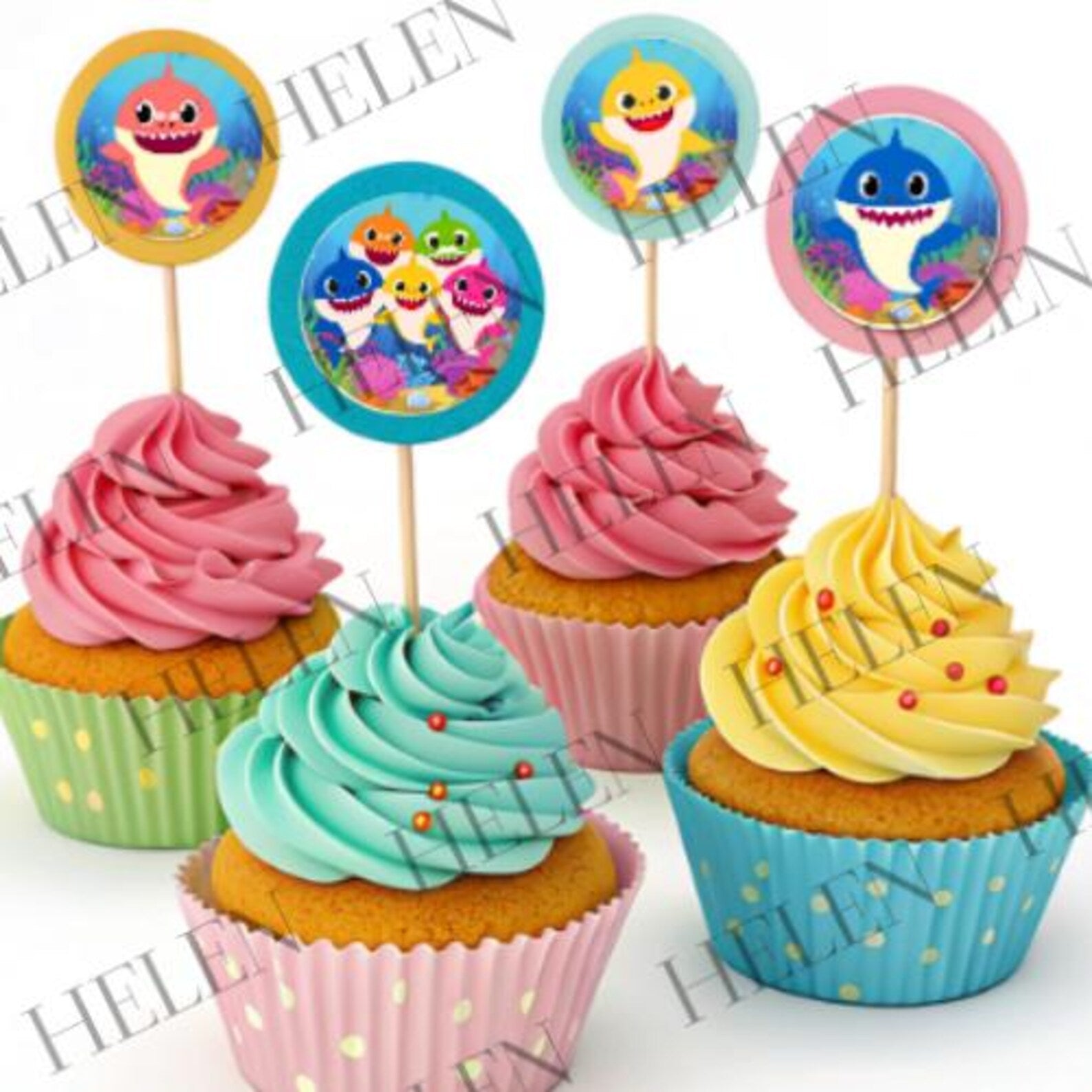 Baby Shark Edible Toppers, Oreo Toppers for Cookies Pre-Cut Edible Images Kids Birthday Party Decorations Treats Cake Decor Baby Shark Party