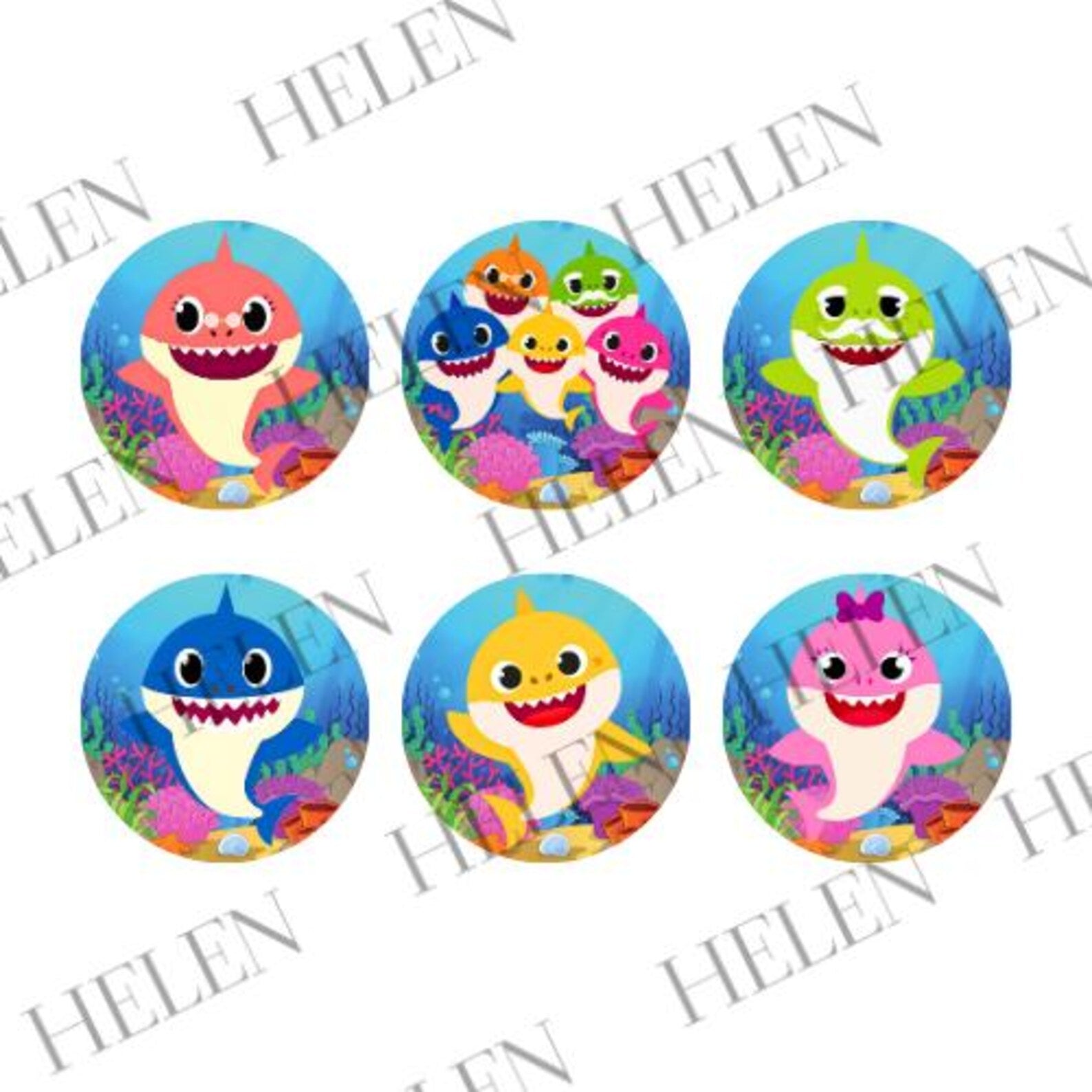 Baby Shark Edible Toppers, Oreo Toppers for Cookies Pre-Cut Edible Images Kids Birthday Party Decorations Treats Cake Decor Baby Shark Party