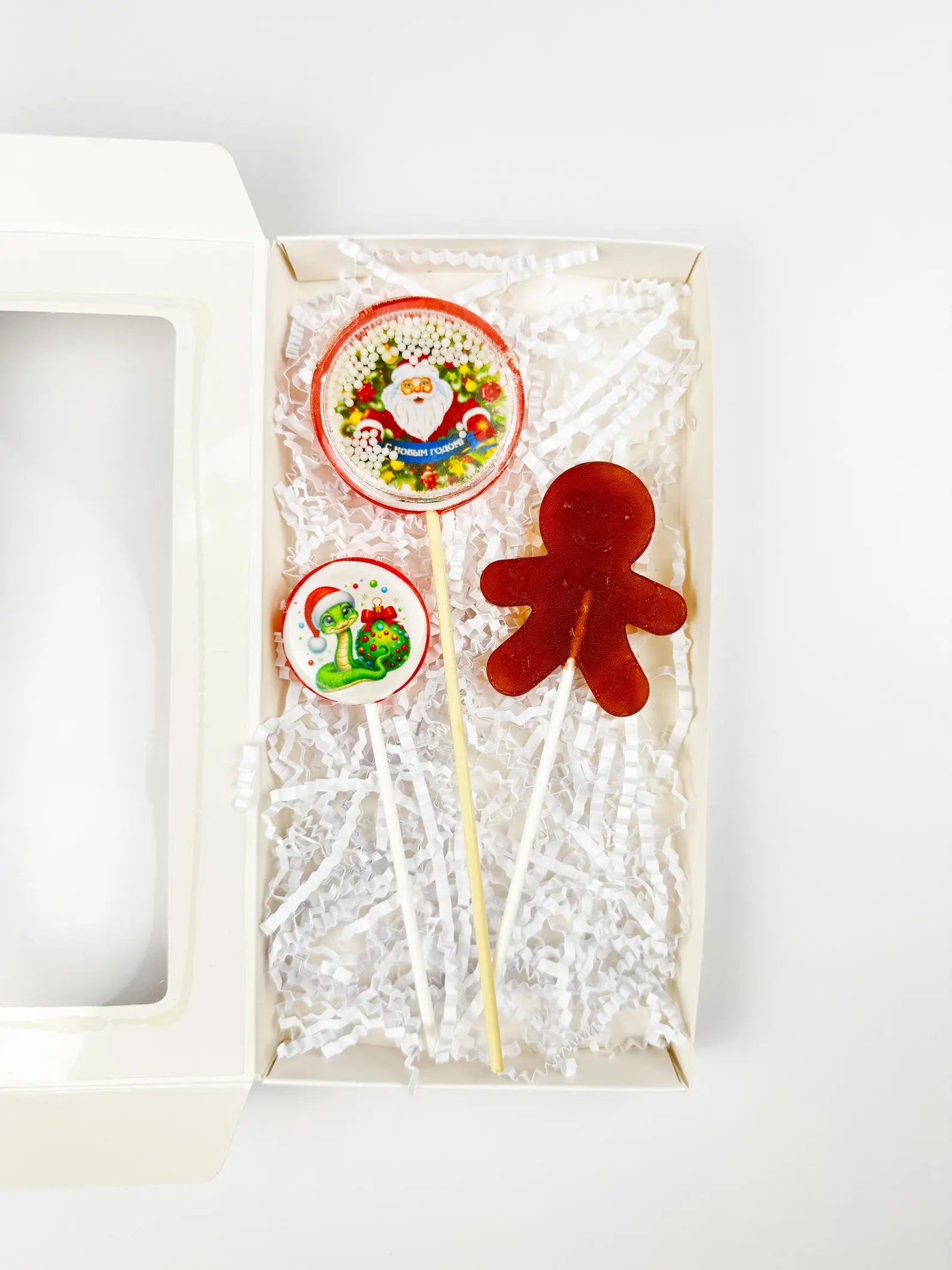 Sweet Gift Set for Christmas. Sweet Gift Set for New Year. Shaker Lollipop / Gingerbread Man / Round Lollipop. Gift Box. New Year Gift.