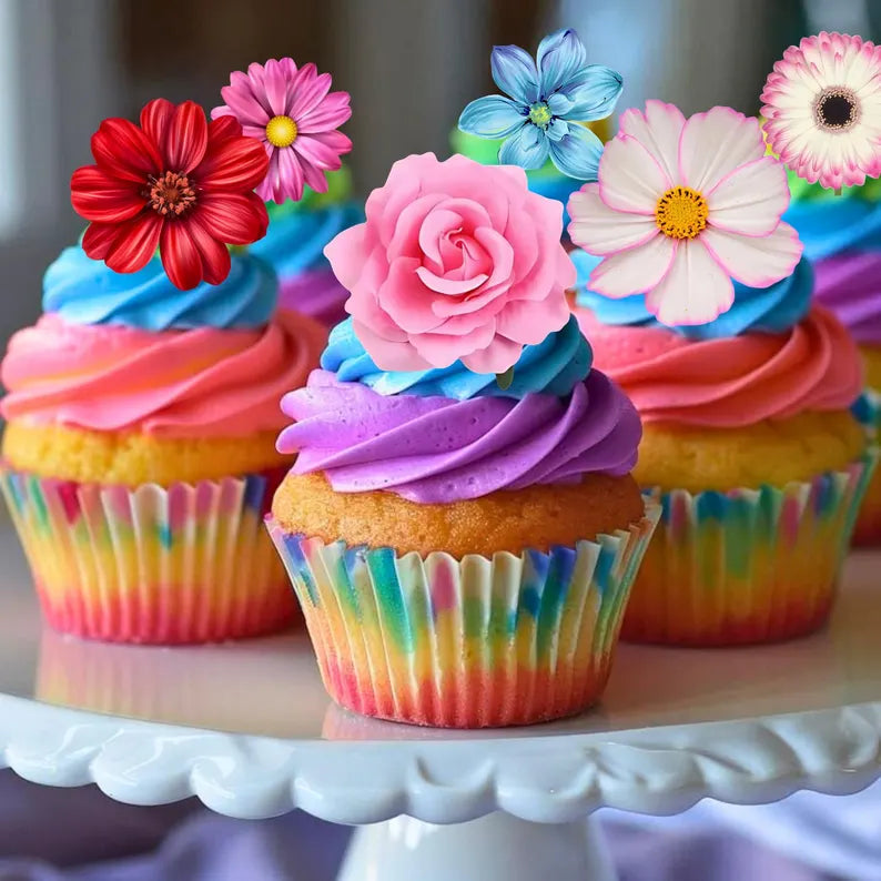 Edible Flower Cupcake Toppers