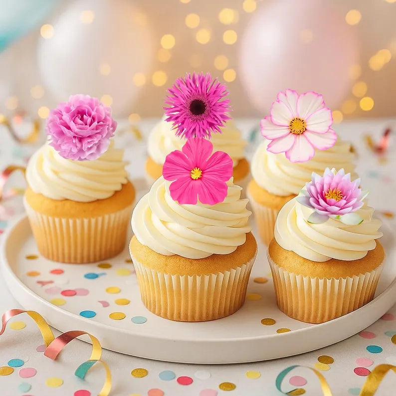 Edible Flower Cupcake Toppers