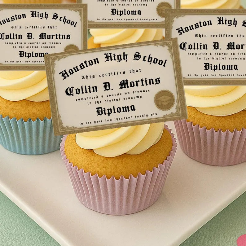 Edible Graduation Diploma Cupcake Toppers
