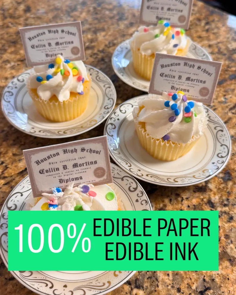 Edible Graduation Diploma Cupcake Toppers