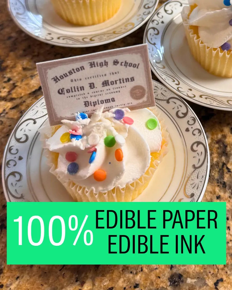 Edible Graduation Diploma Cupcake Toppers